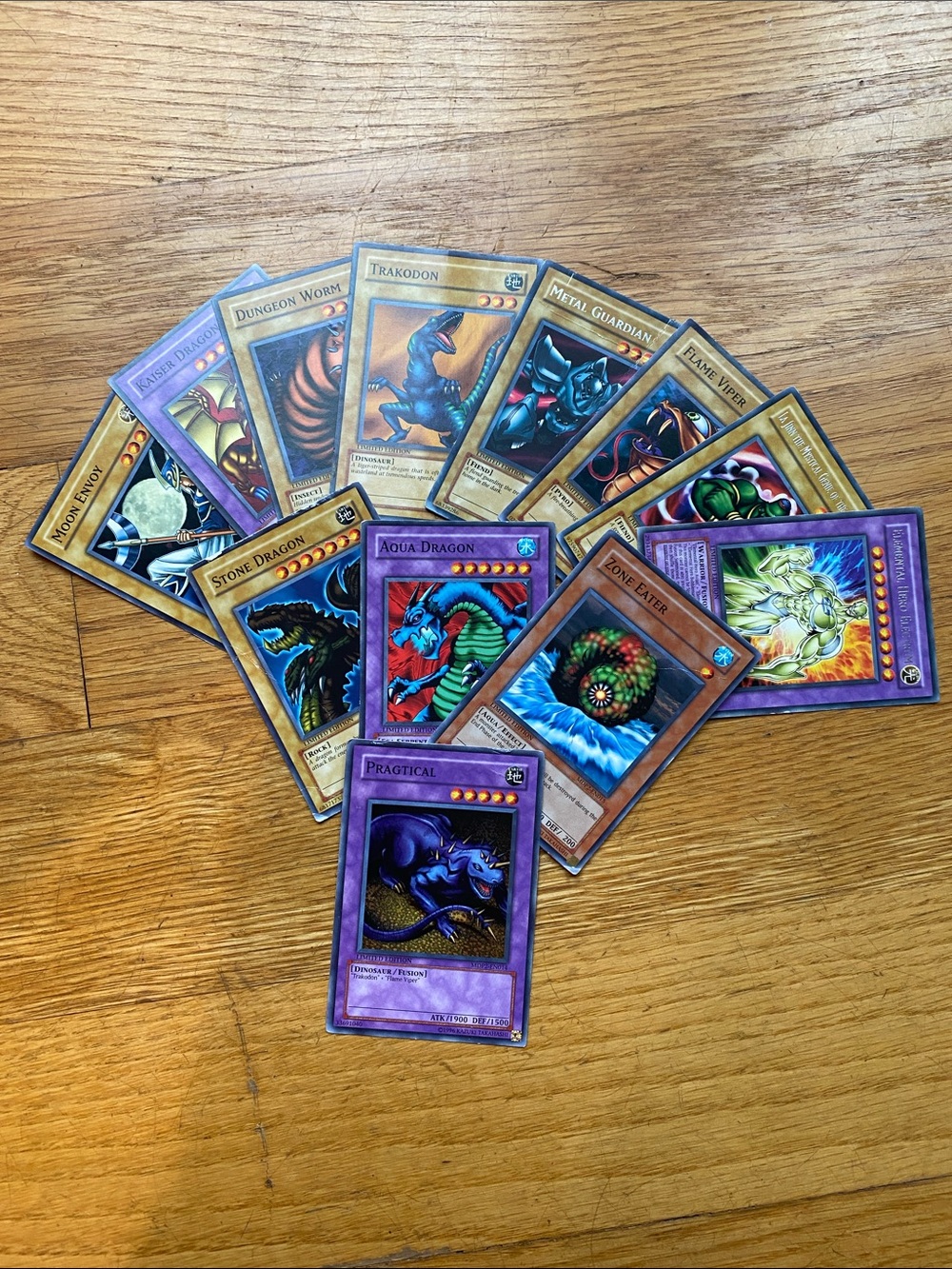 Konami trading cards includes Pragtical, Zone Eater, Aqua Dragon and others